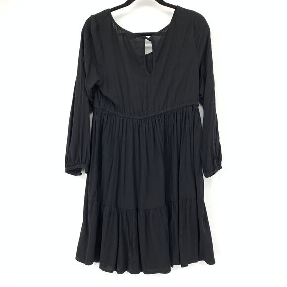 Torrid Boho Peasant Dress Womens Size 0X Black Long Sleeve Tie Waist - Picture 2 of 6